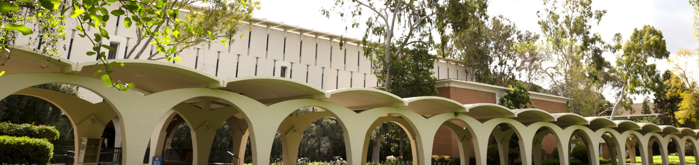 The arches of the Rivera Library on the UC Riverside Campus